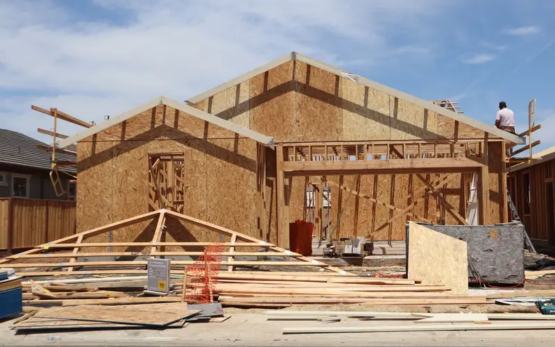 Home additions in Chattanooga, TN: framed addition under construction